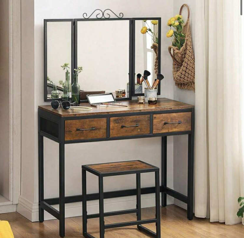 VASAGLE Dressing Table And Stool Set