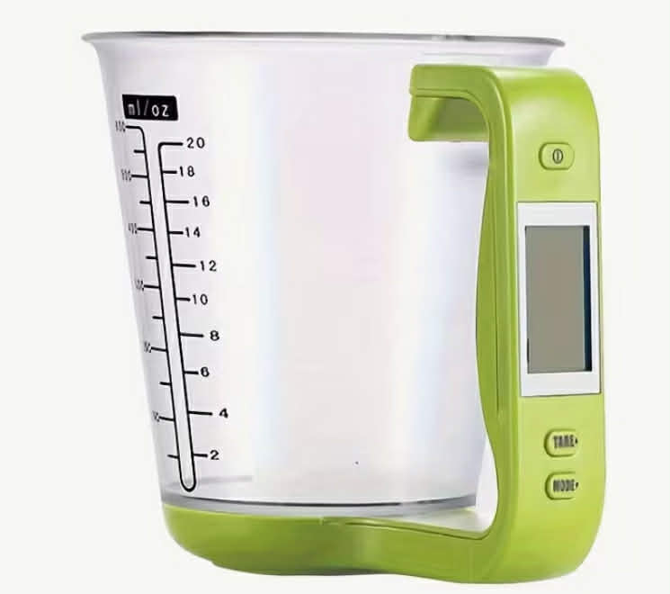 600ml Smart Measuring Cup Scale with Thermometer 6-in-1 Unit Conversion(lb/g/ml/oz/cup/ct) Food-Grade PC Detachable Design 0-40°C Real-Time Monitoring Baking Sugar Control Essential with Battery Included