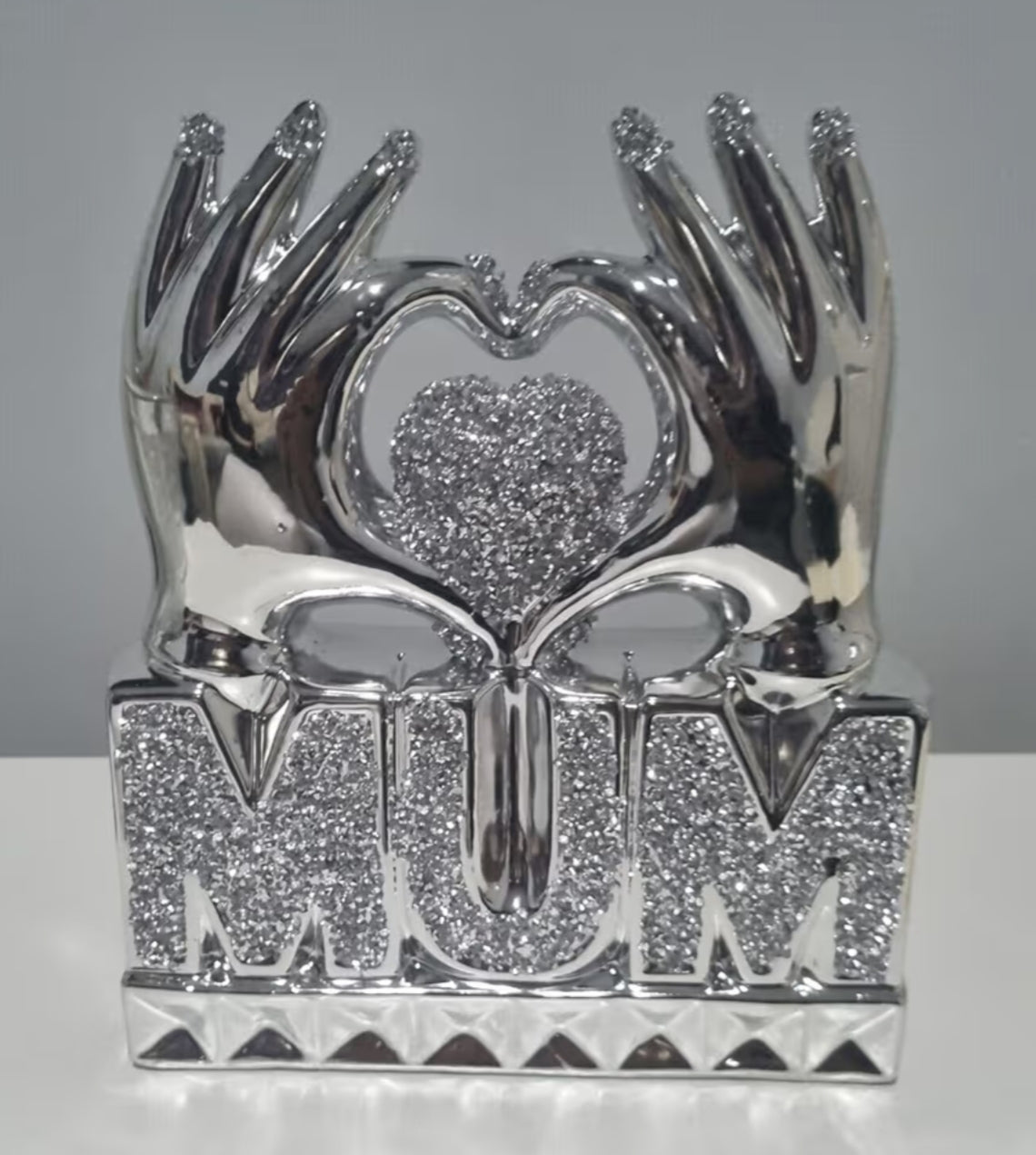 Mum Heart Hand Crushed Diamond Crystal Ornament