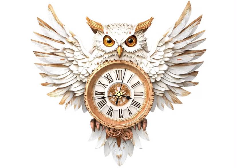 3D Wooden Puzzles for Adults, Snowy Owl Wall Clock Kit, Model Kits to Build, DIY Puzzle