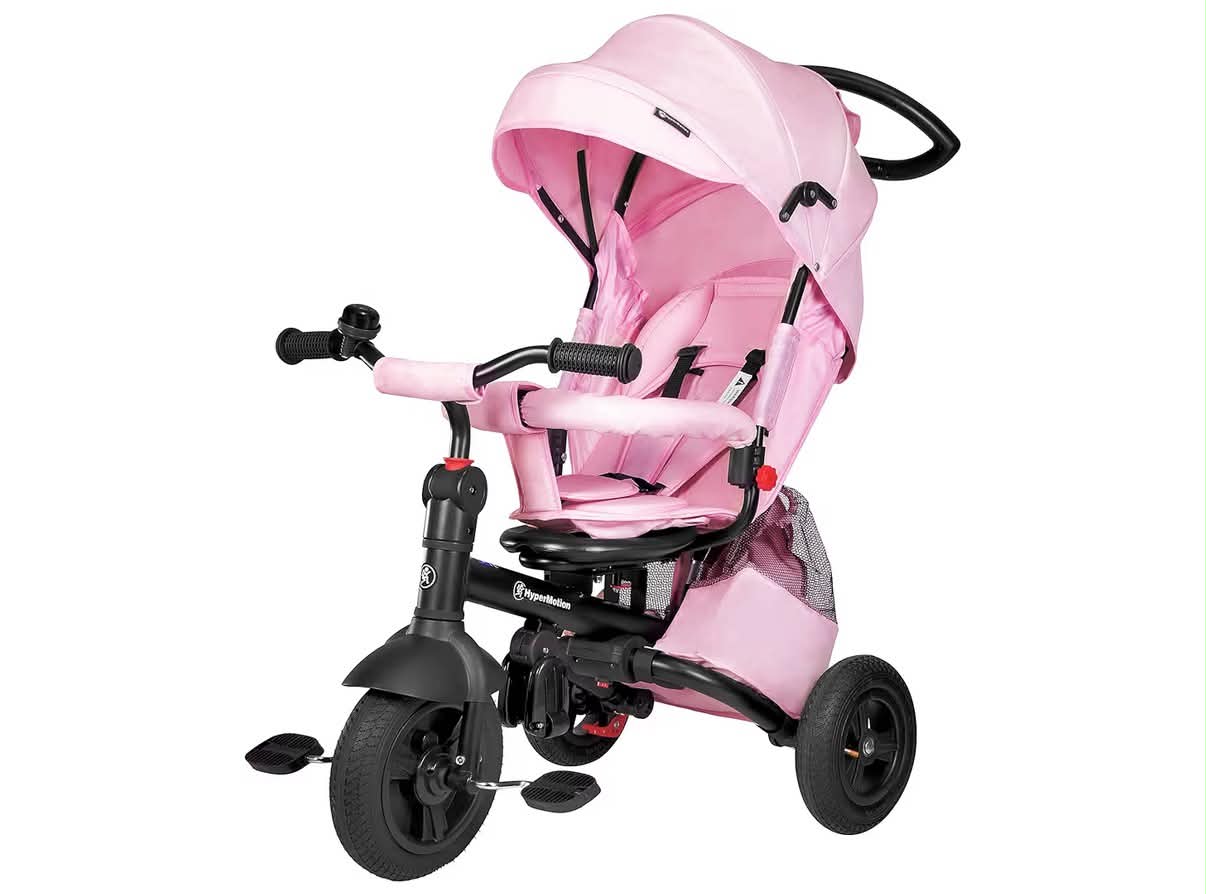 Baby & Toddler Trike with Parent Handle, Kids' Trikes & Toddler Bike, Lightweight Balance Tricycle for Children Boys & Girls, Parent Steering Push Handle, Rose