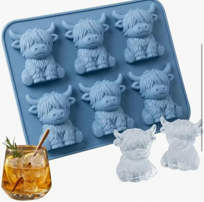 Silicone Mold for Making 3D Highland Cow Ice Cubes, Perfect for Whiskey Cocktails