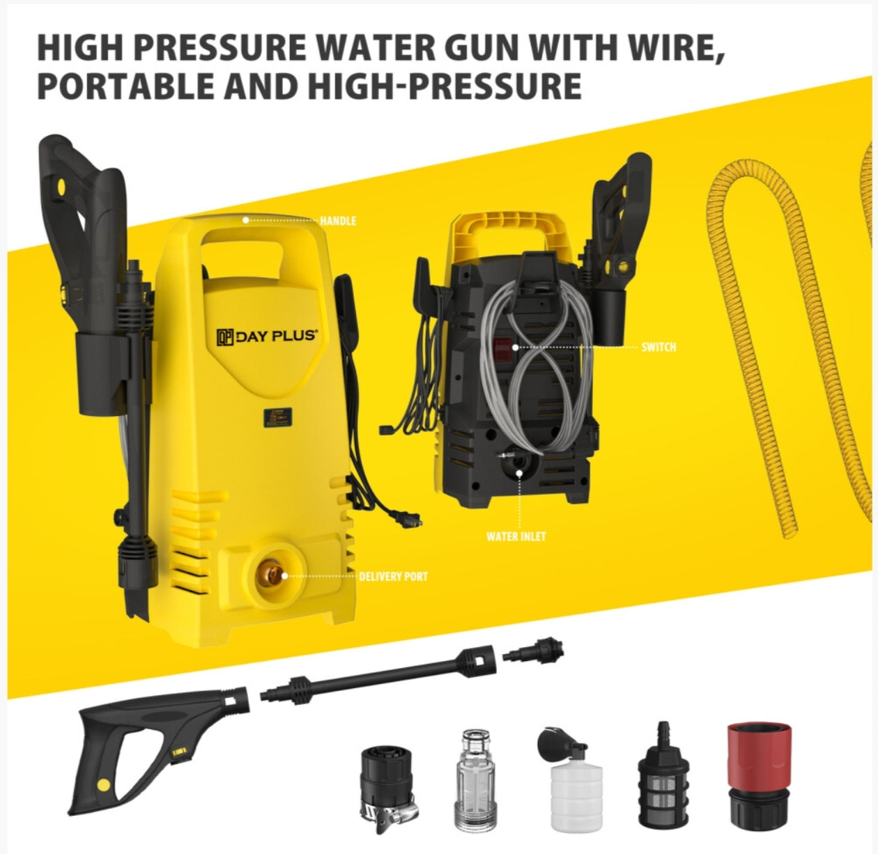 Washer High Pressure Cleaner Washer 3000W Electric Pressure Washer Machine 110Bar Car Cleaner Garden Washer