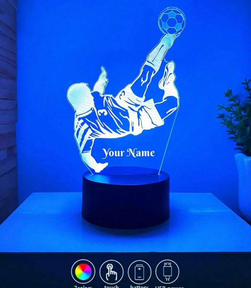 1 pc Customized Name 3D Small Night Light, Creative Gift For Football Fans, Personalized USB Decorative Lamp For Room Atmosphere