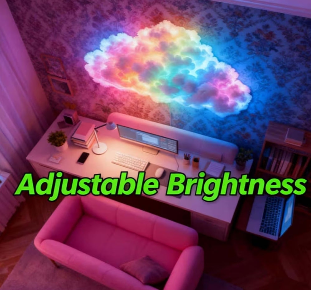 Thundercloud LED Light, 400CM RGB Cloud Light for Bedroom Cool Stuff, Music Syncs Thunder Clouds Wall Lamp Rechargeable, USB Powered Thunderclouds Night Atmosphere Lights for Home Wall Decor
