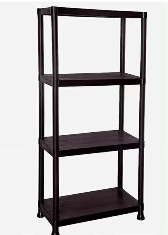 4-Tier Plastic Storage Shelving Unit Multi-Purpose Home & Garage Organizer Ideal for Tools, Pantry, & Office Use