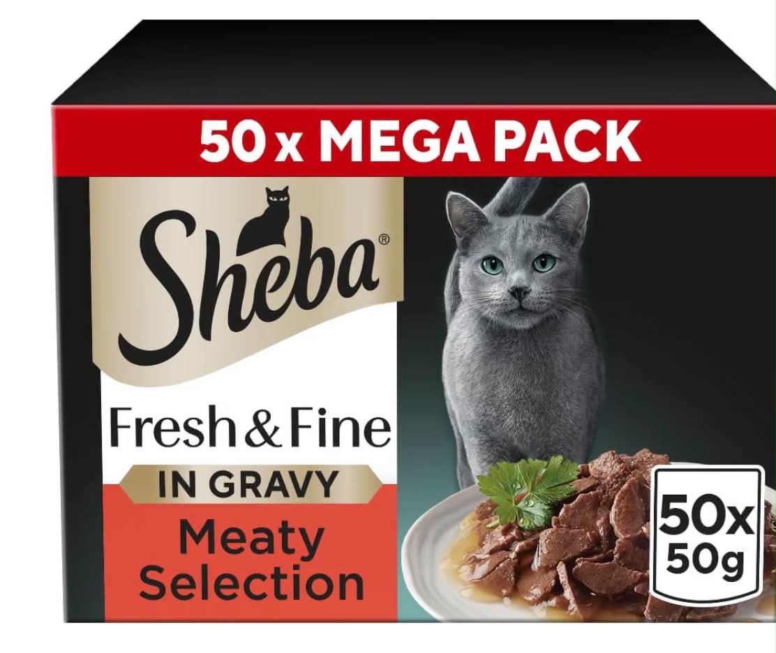 SHEBA Fresh & Fine Cat Pouches Meaty Pieces in Gravy 50x50g