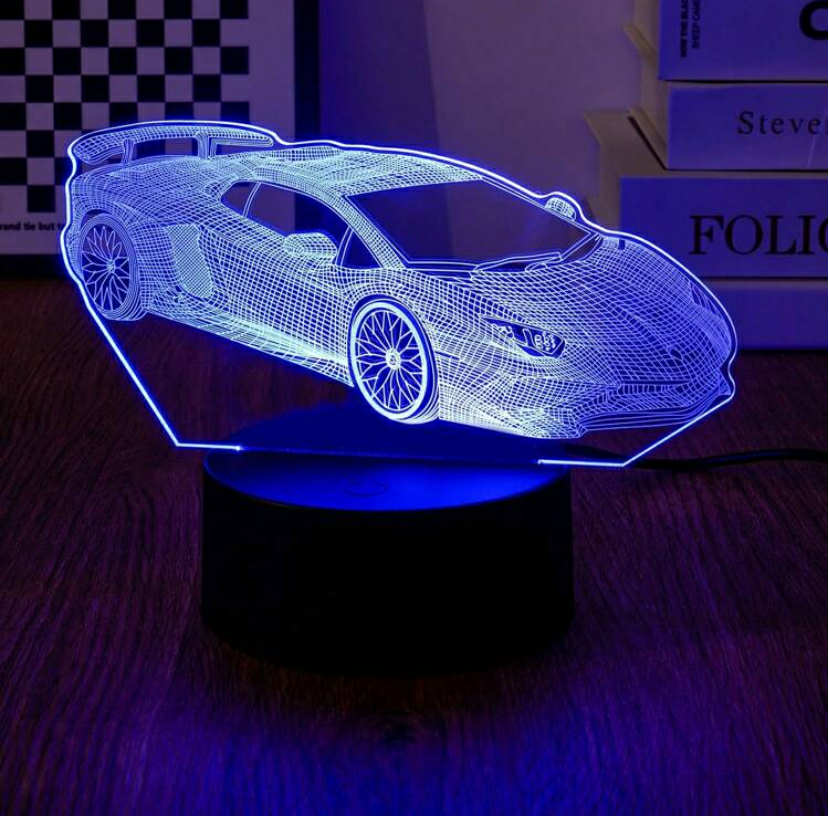 1pc Super Car Shaped 7 Colors Changing Touch 3d Night Light