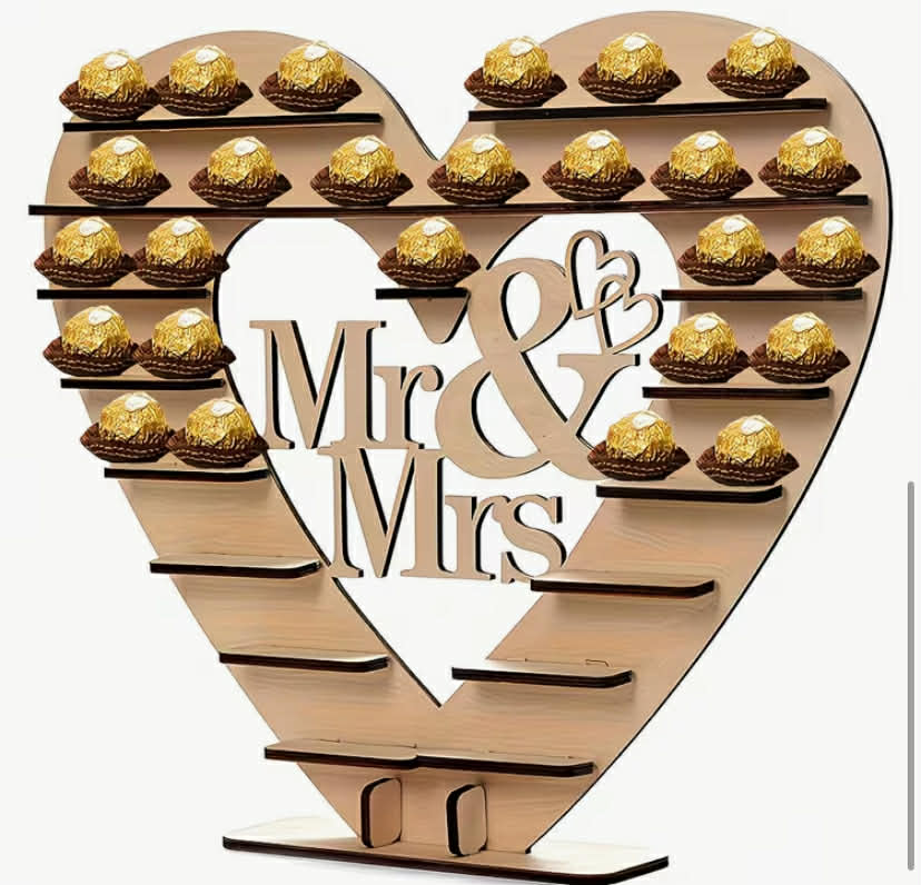 Charming Heart-Shaped Wooden Chocolate & Candy Display Stand - Perfect for Wedding Centerpieces, Anniversary Decorations & Artistic Crafts