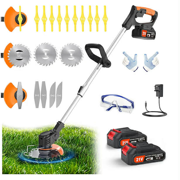 Aero X1 Metal Blade Cordless Strimmer 21v Grass Trimmers Easy to use, 3.2LBS weight Grass Trimmer For Lawns and Farmland, DIY Garden, Lawn Care (Black)