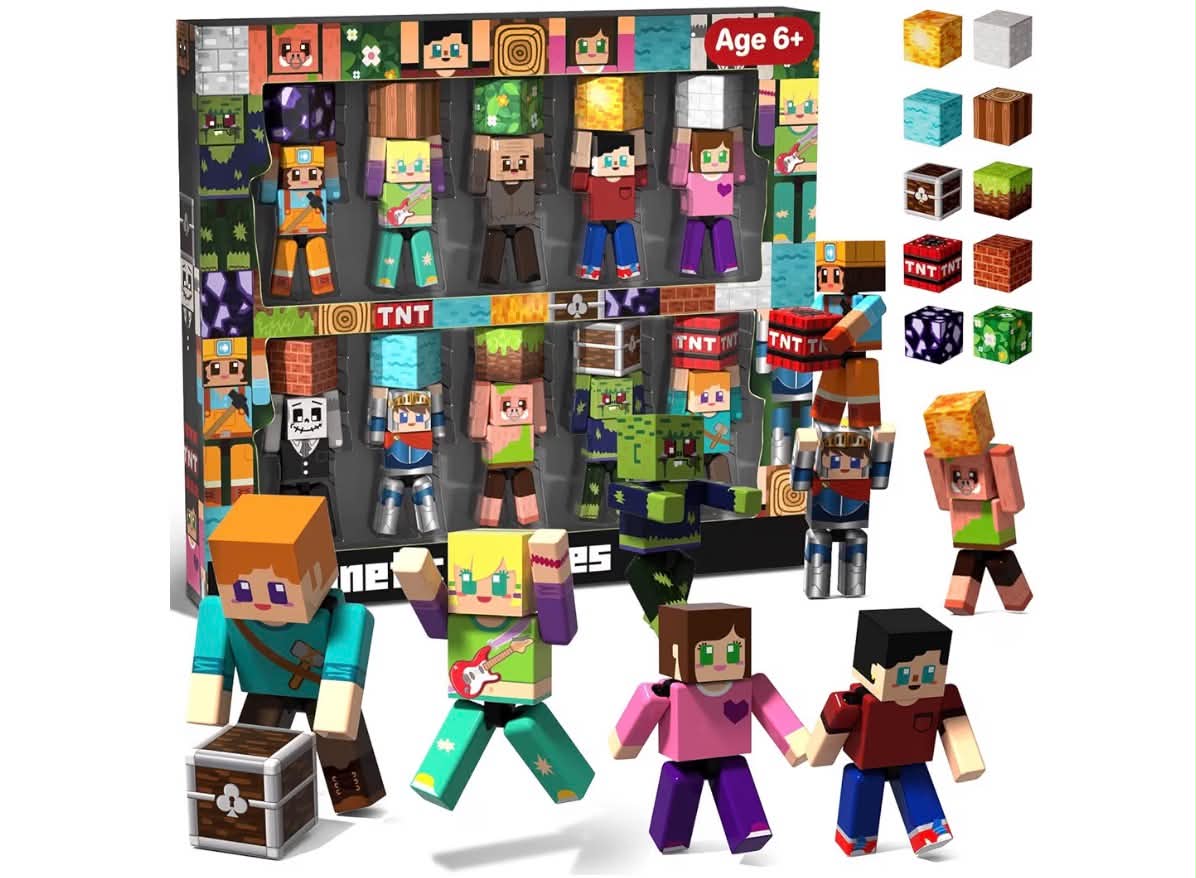 GraceDuck 20-Piece Rotatable Magnetic Action Figures with Magnetic Building Blocks Set - STEM Educational Toys for Kids, Boys & Girls Ages 3+