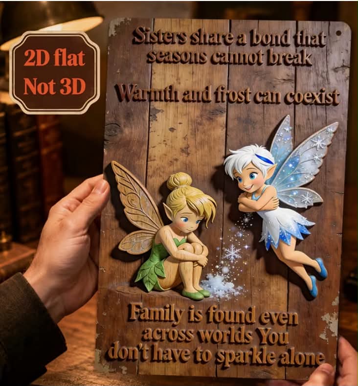 1pc Tinker Bell & Winter Fairy Inspirational Quote Theme Retro Style Metal Sign, Suitable for Bars, Cafes, Garage Decorations,