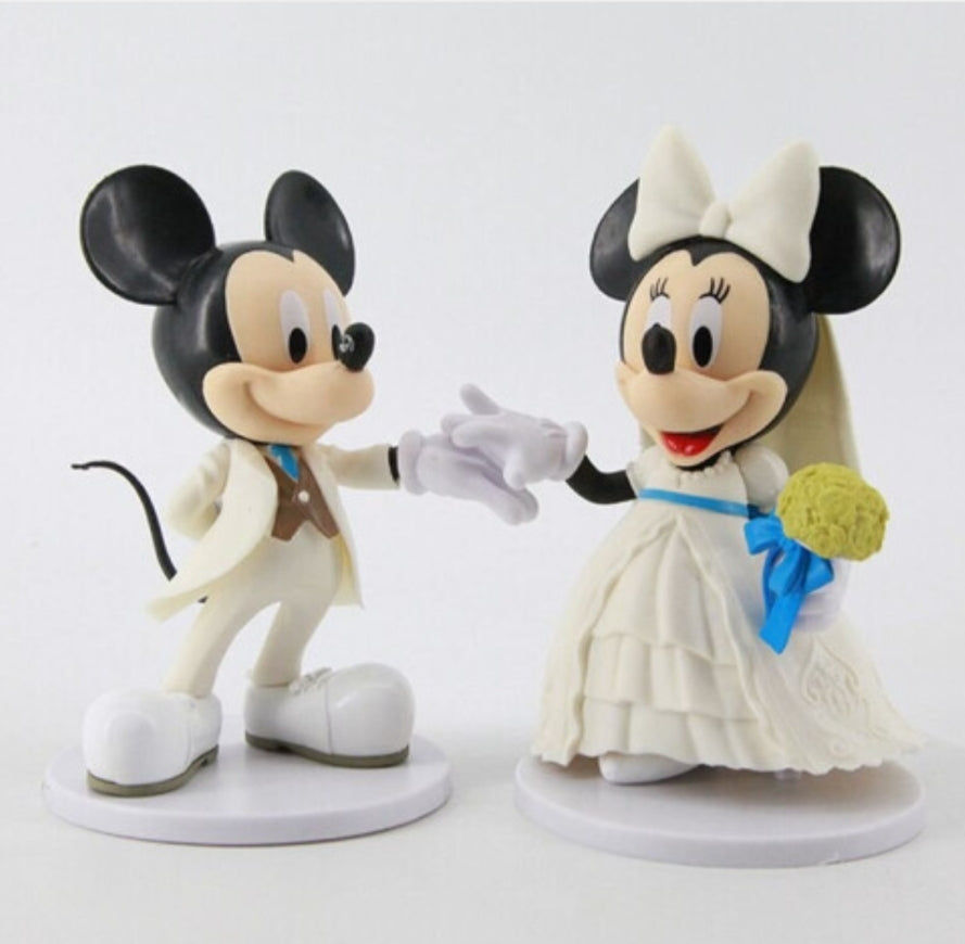 2pcs Disney Mickey Minnie White Wedding Dress Figure Doll Cake Topper
New