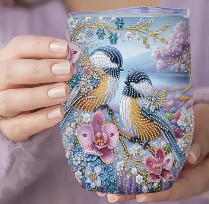 1 pc 12oz Stainless Steel Tumbler, High Quality, Coffee Cup with Diamond Painting Kit Theme Design