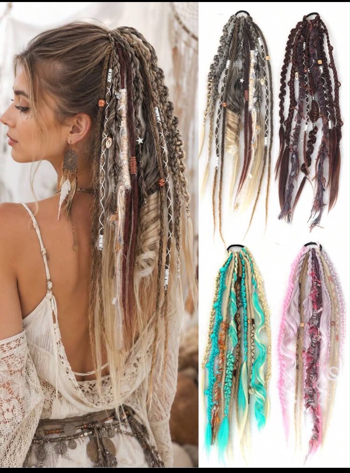 Women's Braided Wigs, Handmade, Each Ponytail Wig Has Different Braided Designs, Equipped With Elastic Band, Easy To Wear And Use, Can Create Multiple Styles, Multiple Colors And Styles Available, Including Viking Braided Wigs