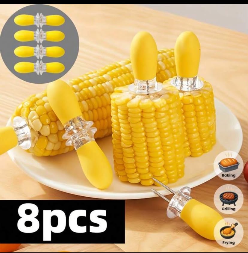 8 pcs Multifunctional Corn Grilling Needle, Stainless Steel Corn Fork, Barbecue Skewer, Barbecue Fork, Fruit Fork, Home Corn ,
