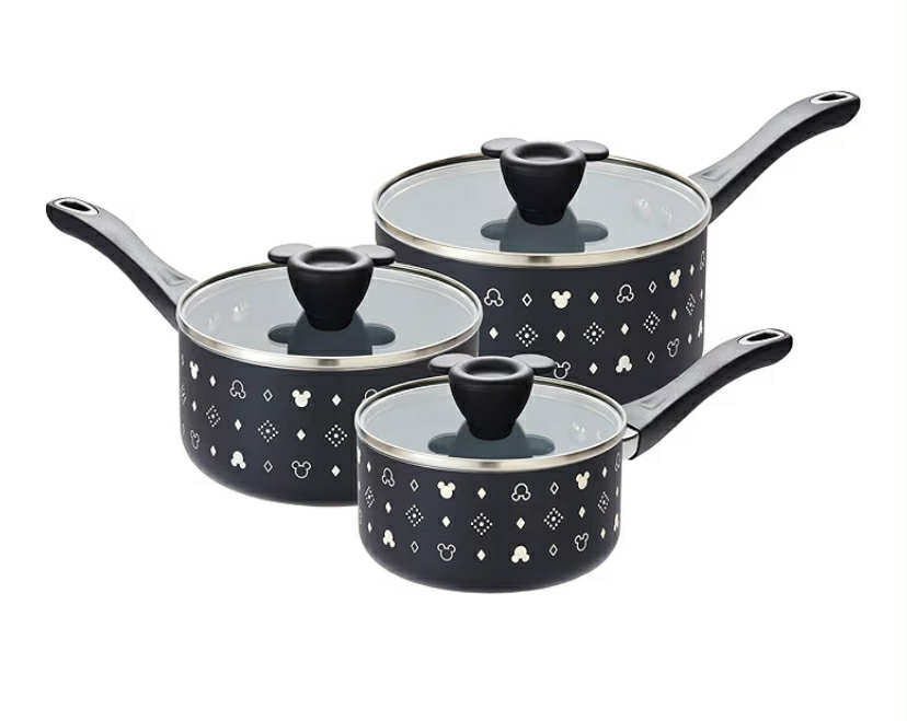 Disney Monochrome Ceramic Non Stick Saucepan Set of 3 with Lids