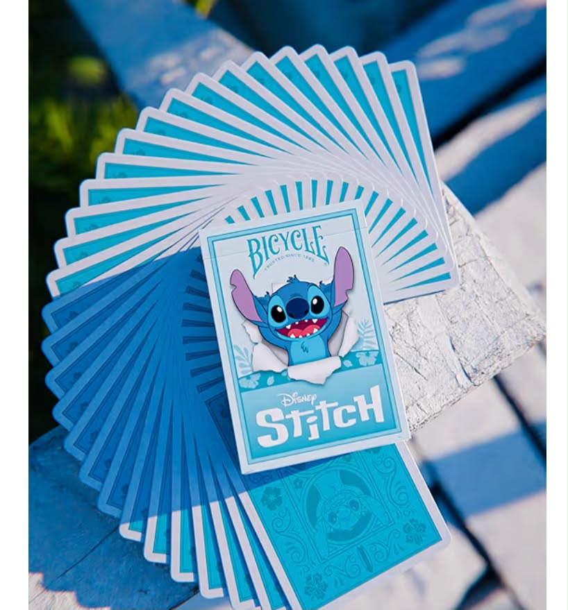 Bicycle Disney Stitch Playing Cards - 1 Deck, Air Cushion Finish, Professional, Superb Handling & Durability, Great Gift For Card Collectors, Blue, Medium