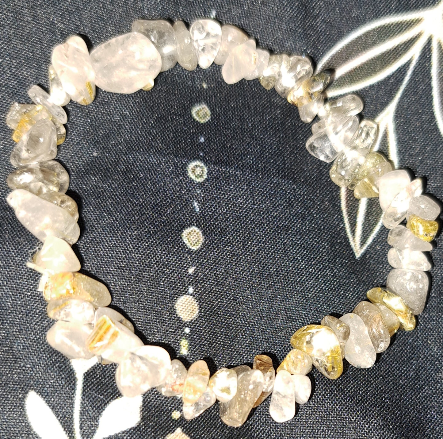 Real crystal rutilated quartz chip bracelet