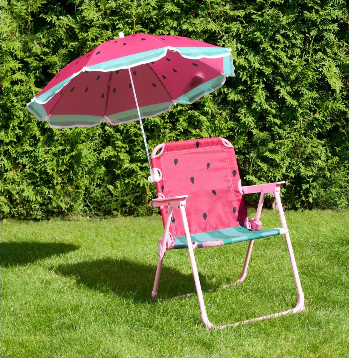 Kids Watermelon Print Camping Chair with Parasol