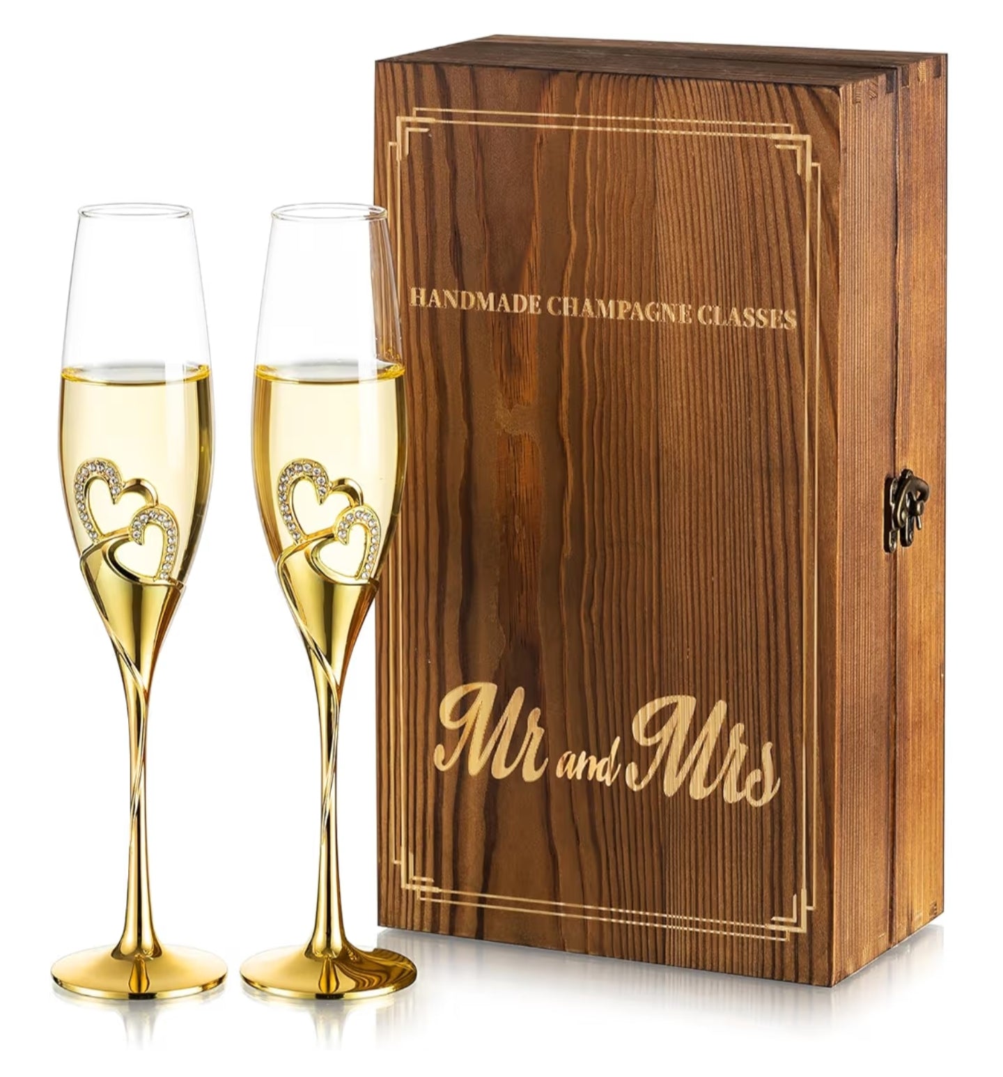 Crystal Champagne Flutes Wedding: Set of 2 Champagne Glasses