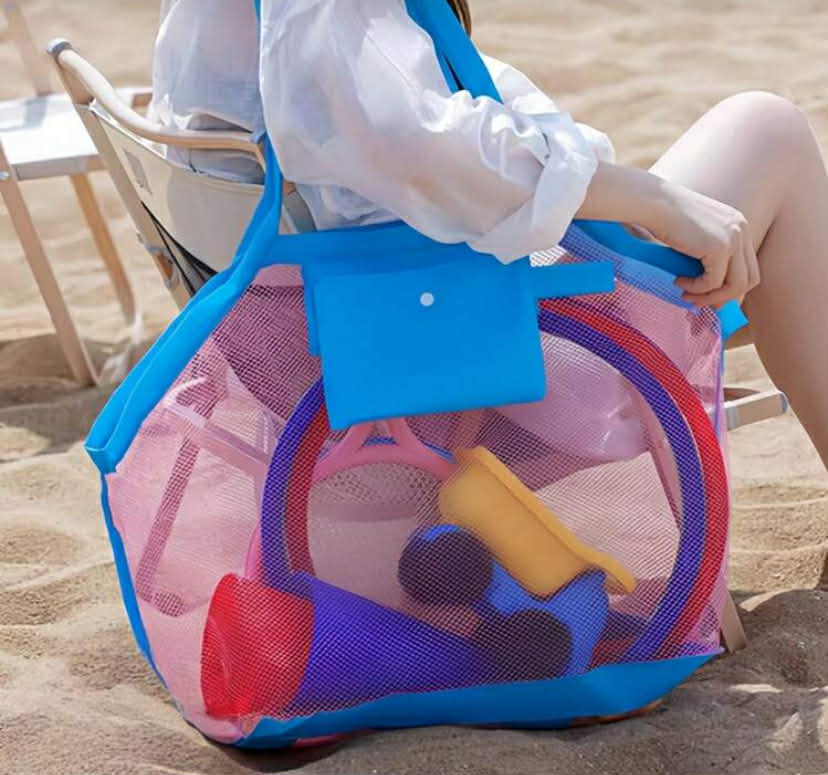 1 pc Mesh Beach Bag, Toy Storage Bag, Outdoor Travel Folding Organizing Net Bag For Travel