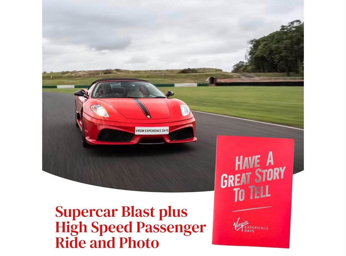 Supercar Blast Driving Experience Gift for Men
Drive a Ferrari, Lamborghini or Aston Martin, high speed passenger ride and photo, supercar driving experience day