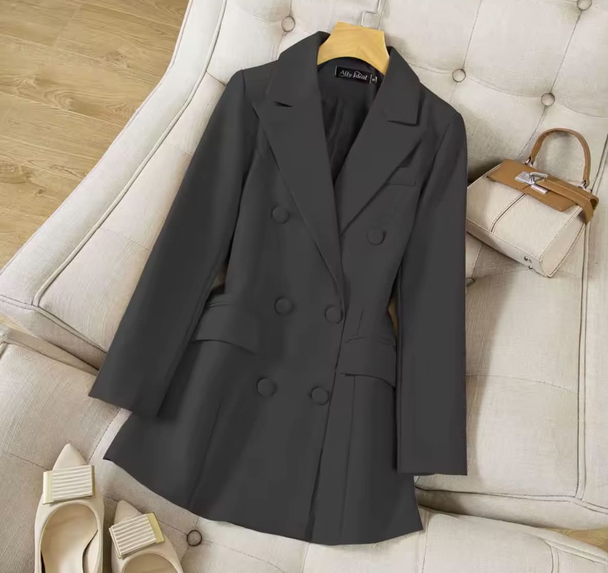 New Women's Double-Breasted Pure Color Commute Suit Jacket