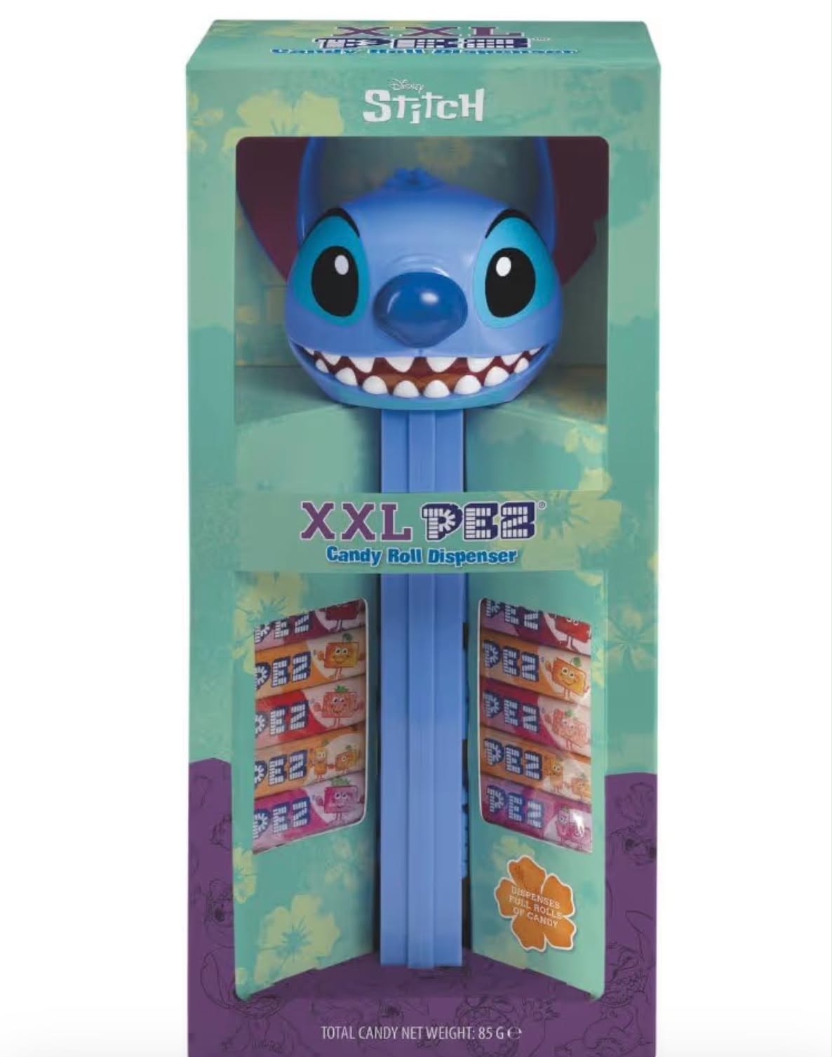 PEZ XXL Stitch Sweet Dispenser, 85 g (Pack of 1) Disney Lilo & Stitch Dispenser with Fruit Flavoured Refills