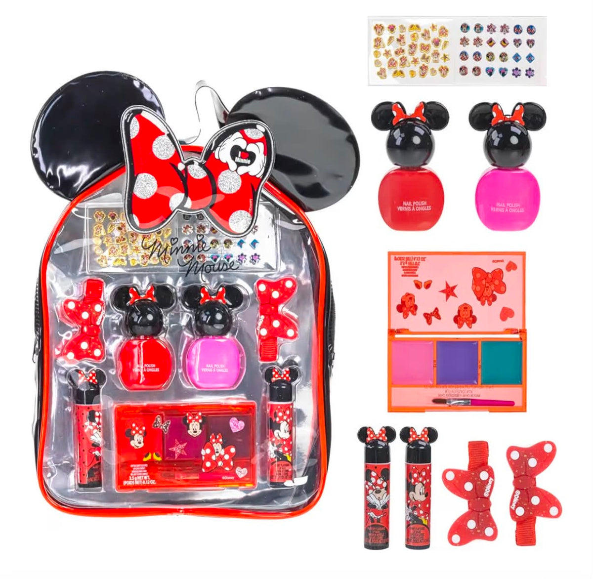 Minnie Mouse Backpack Makeup Set with Cosmetics & Accessories, Ages 3+