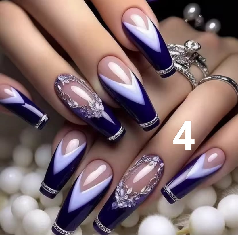 24pcs Press on Nails Flower Design