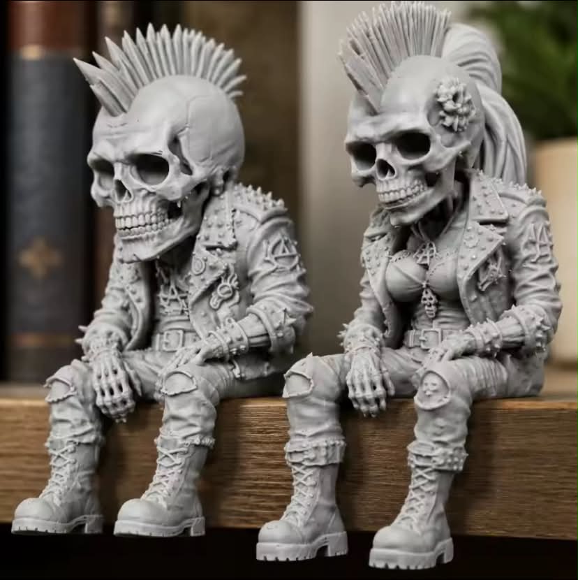 Rock Punk Skull Couple Figurine
