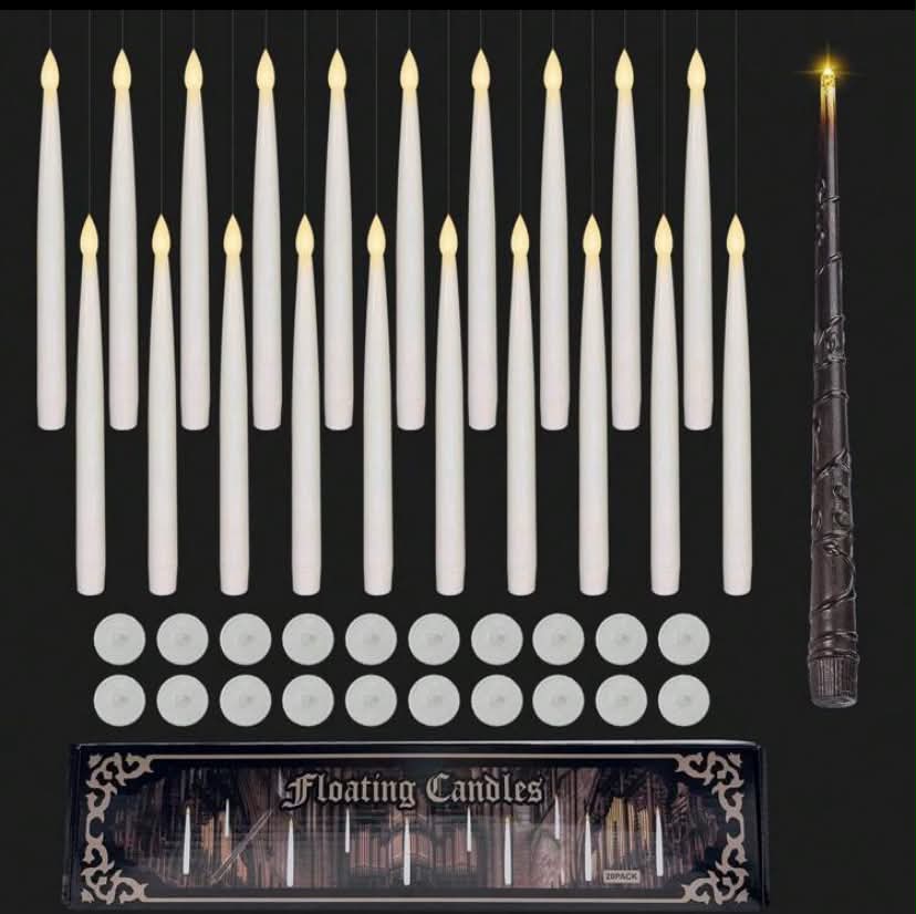 20 pcs Flameless Cone Floating Candles With Remote Control, Halloween Decor,