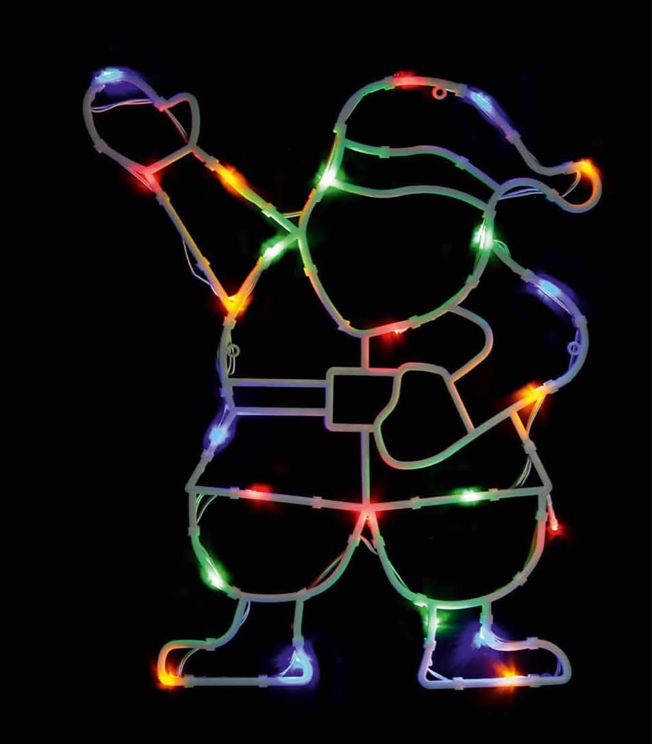 Battery Operated LED Santa Window Light 27cm