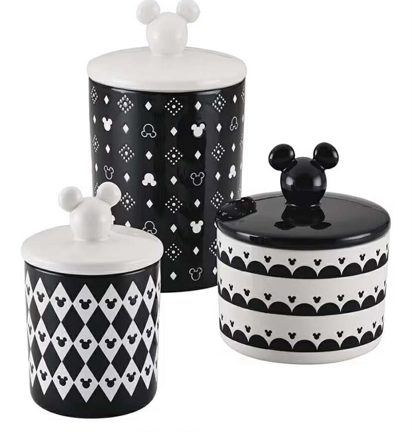 Disney Monochrome Mickey Mouse Kitchen Canisters Set of 3