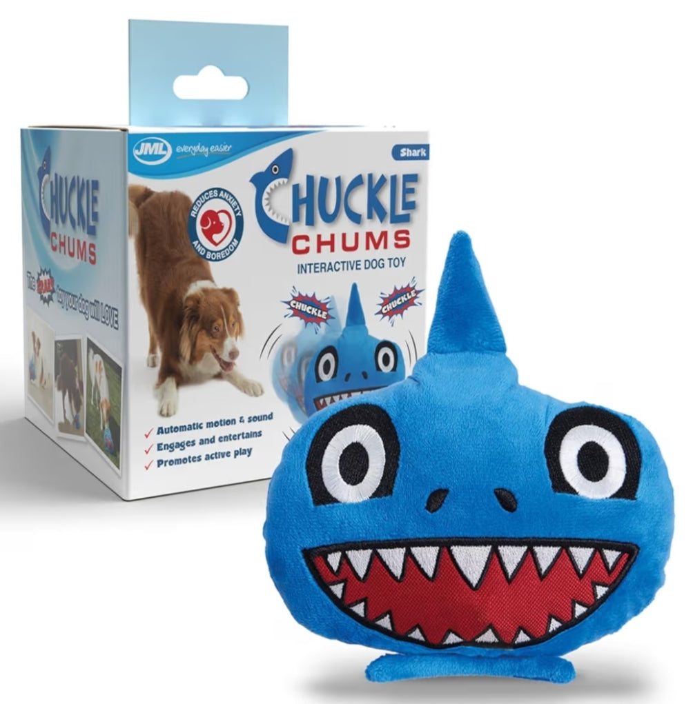 Chuckle Chums Dog Toy - a Fun Birthday Present, Interactive Dog Toys with Motion Activated Sounds and Movements, Enrichment Toy, Boredom Relief, Durable, Machine Washable Pet Companion, Shark