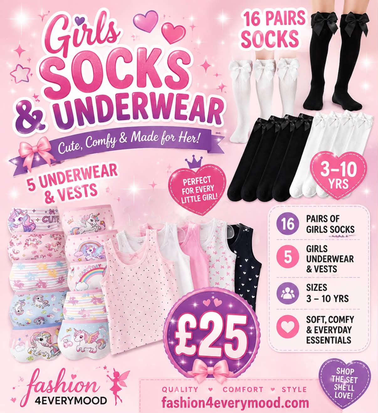 Girls socks and underwear bundle