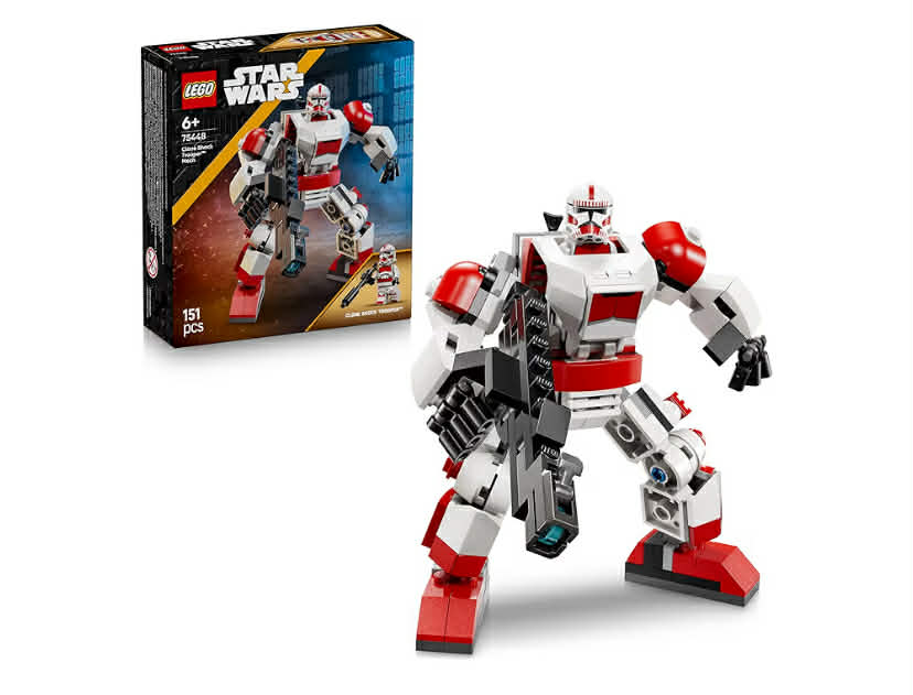 LEGO Star Wars 75448 Clone Shock Trooper Mech Toy - Posable Action Figure w/Blaster Rifle & Minifigure - Collectible Gift for 6+ Year Old Boys & Fans