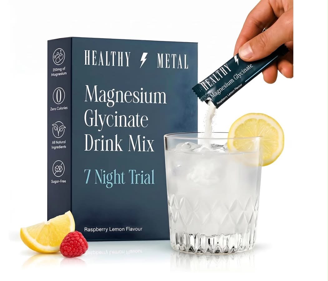 Magnesium Drink Mix Sachets for Sleep, Relaxation & Daily Support, Magnesium Glycinate Powder, Raspberry Lemon Flavour, Easy to Mix Supplement, 7 Sachets
