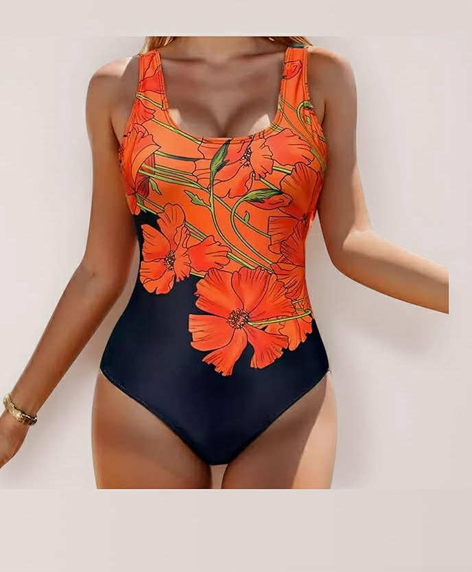 Women's One Piece Swimsuit Tummy Control Square Back Swimming Costume
