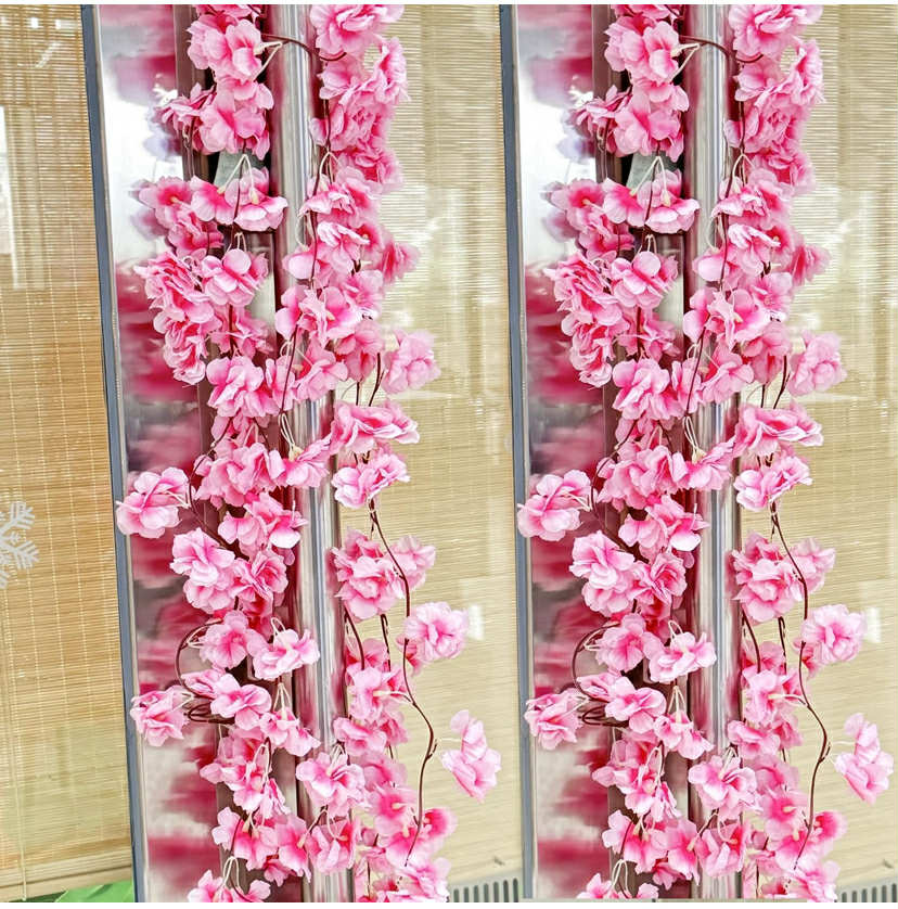 2Pcs Fake Cherry Blossom Garlands