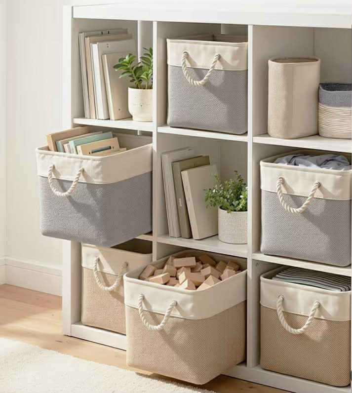 Set of 6 Linen Storage Boxes, Foldable Clothing Organizers Made from Breathable Material, Versatile for Miscellaneous Items,