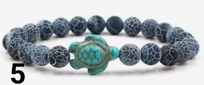 Beaded Natural stone tortoise bracelet sea turtle