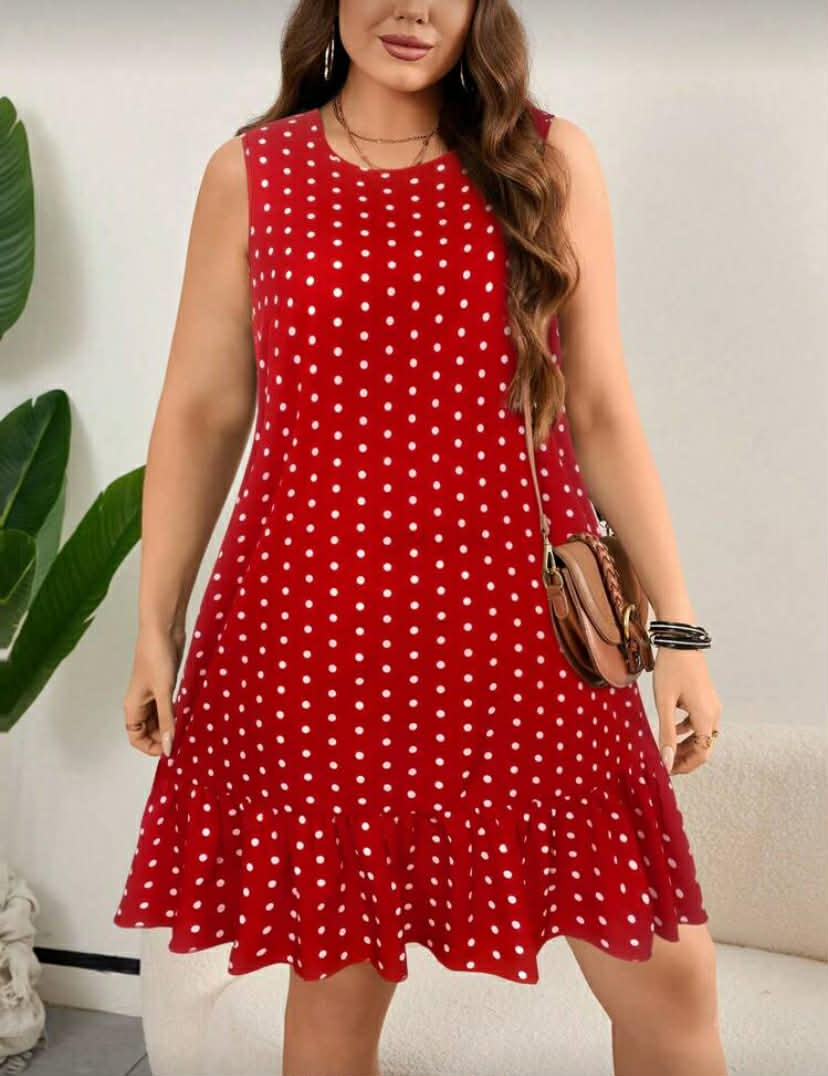 Plus Size Women's Round Neck Sleeveless Summer Dresses