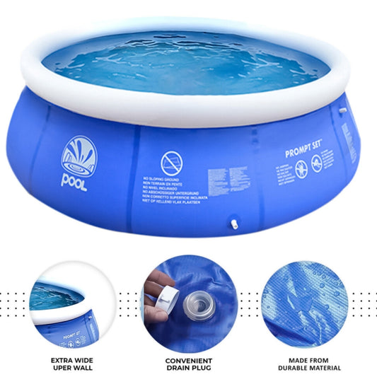 (8Ft Pool) 8/10ft Prompt Set Inflatable Paddling Pool Swimming Pool Family Outdoor Party