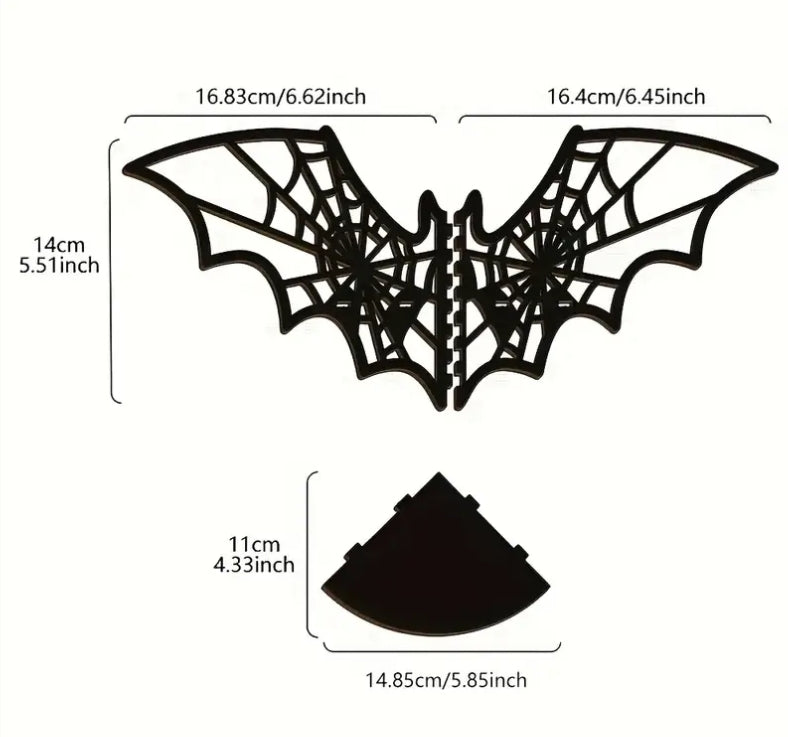 A Wooden Butterfly Corner Shelf with a Right Angle, Wall Mounting, Resembling a Bat