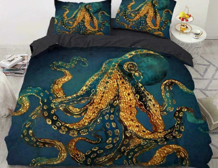Duvet Cover Bedding Set Doona Quilt Cover PillowCase 3D Oil Painting Octopus