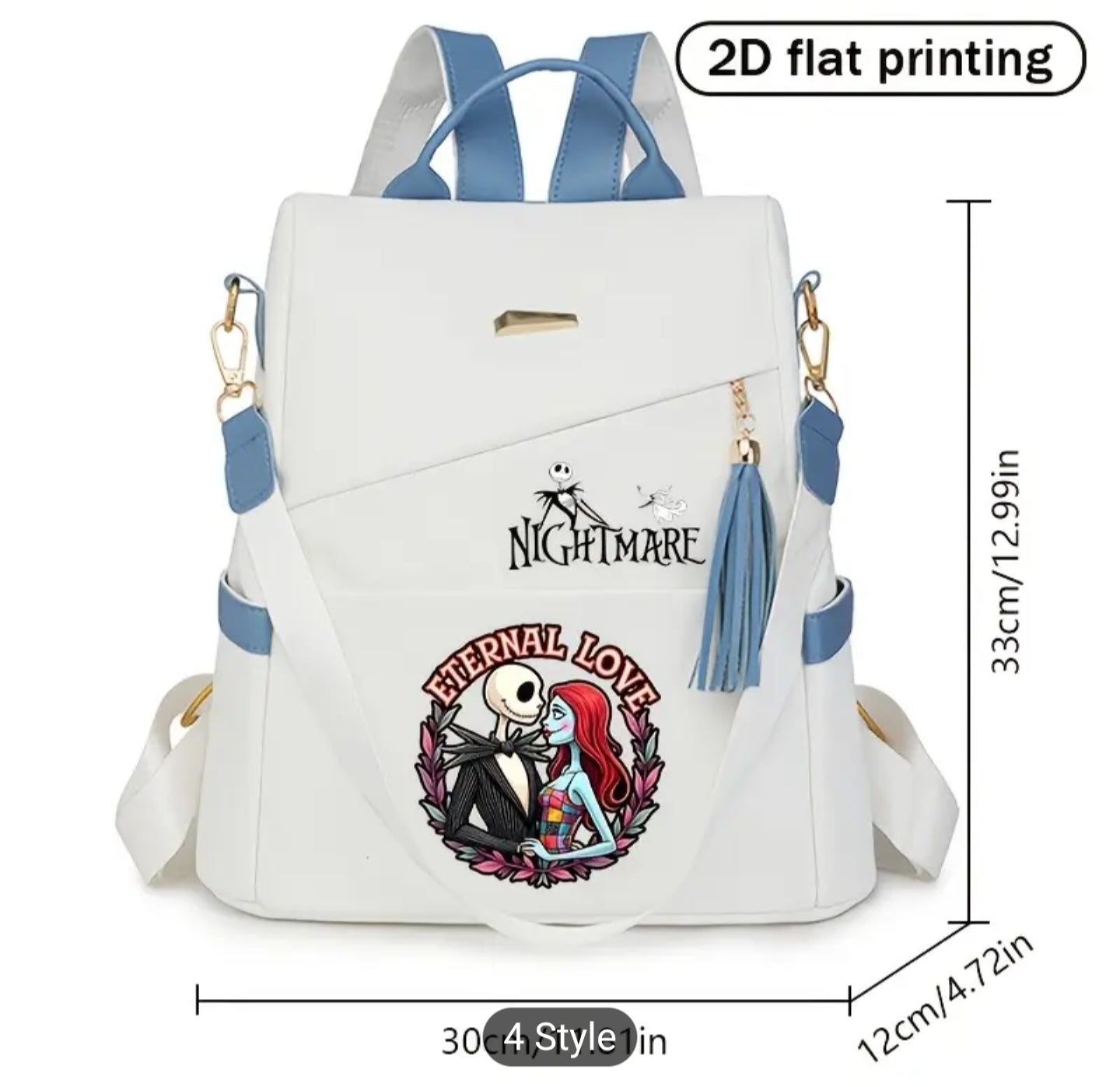 Nightmare Before Christmas Backpack - Large Capacity PU Bookbag with Tim Movie, Travel Daypack for &, Collectible Gift