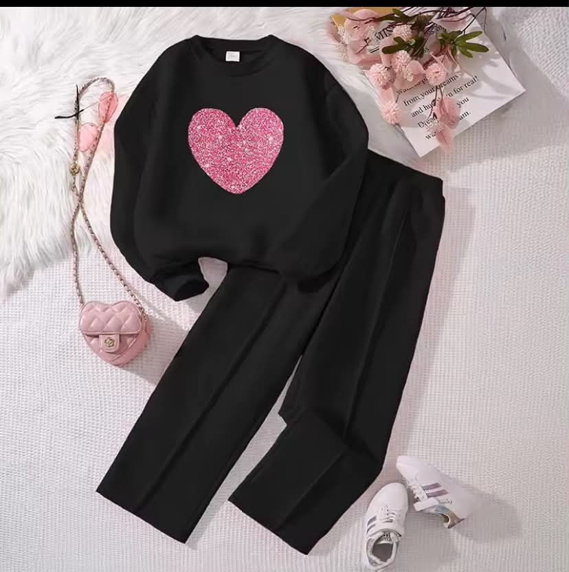 sweatshirt T-Shirt + wide leg Pant Suit