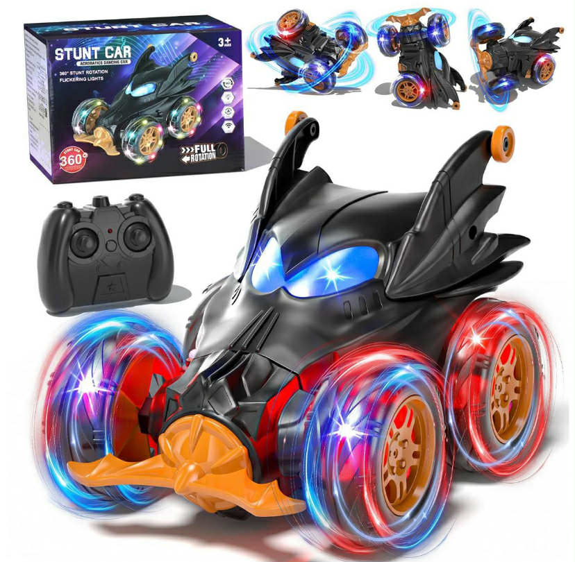 Remote Control Cars for Kids, 2.4Ghz Fast RC Stunt Bat Truck with Cool Lights